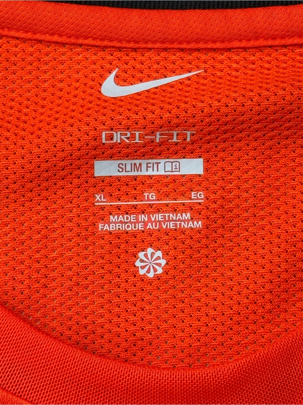 Nike Dri-Fit Men's XL Slim Fit Orange Mesh Running Soccer Jersey Shirt Training - Picture 2 of 4